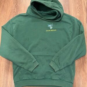 Zac Bryan Quttin Time Tour Forest Green Pullover Hoodie Size Medium